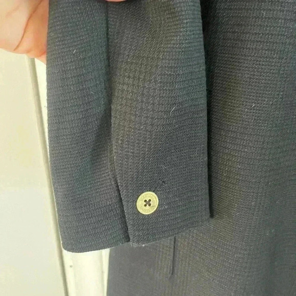 RACHEL ROY navy tweed mid length tailored blazer gold button detail 0/XS preppy - Picture 7 of 11